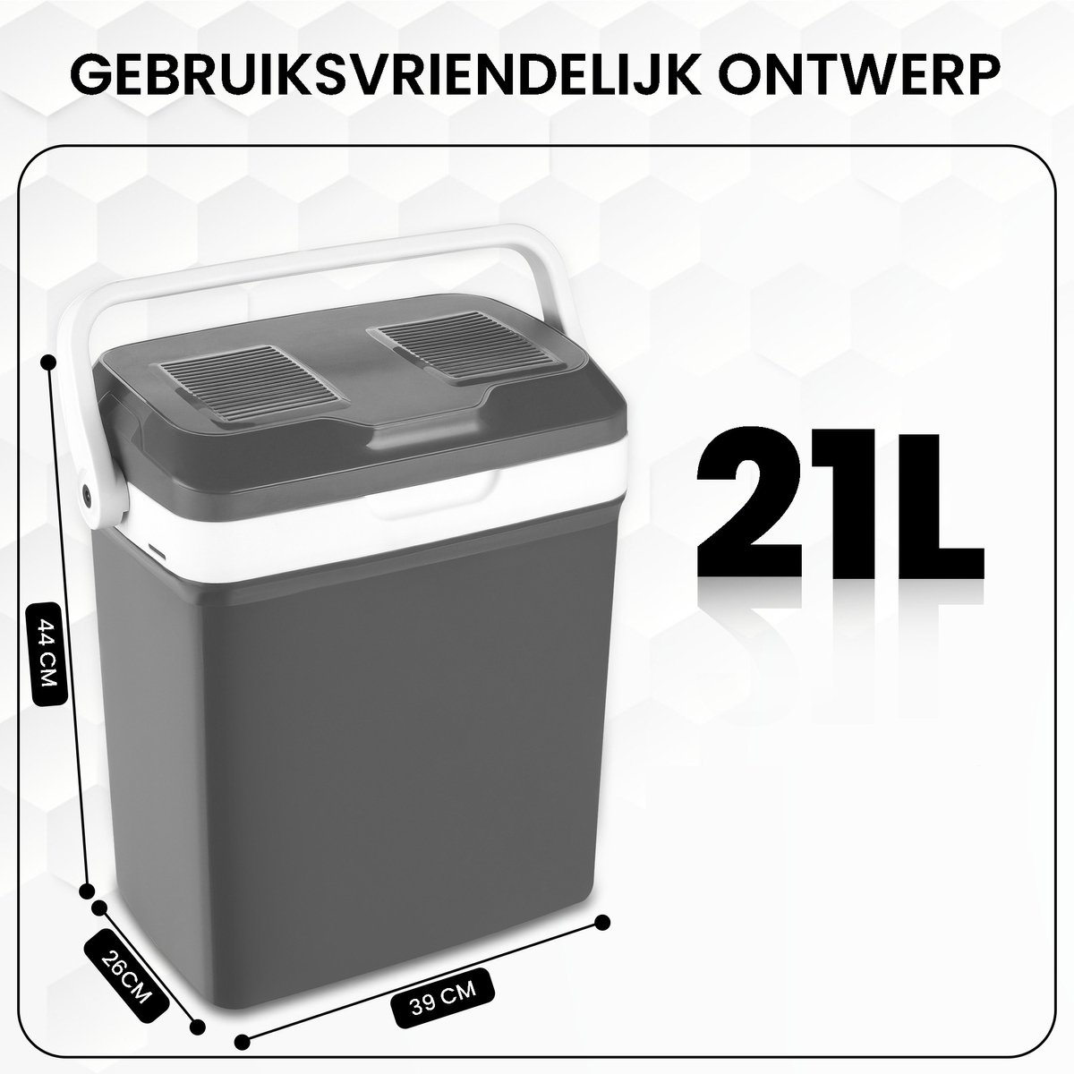 Outbee Elektrische Koelbox - Koelbox elektrisch 12v 230 volt - Koelbox auto - 21L - Geschikt voor 1,5 liter flessen - Grijs – foto 2