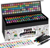 Luxe Twinmarkers Set 100pcs - Stiften voor volwassenen en kinderen - alcohol stiften - Kleurboek voor Volwassenen - Markeerstiften - Inclusief Opbergkoffer