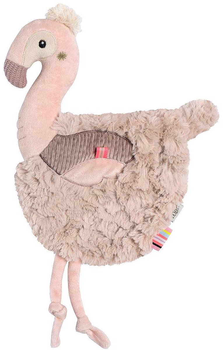 Fehn knuffeldoek flamingo roze baby speelgoed 33 cm.