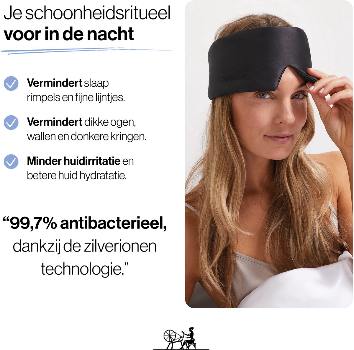 Dore & Rose - Slaapmasker - Oogmasker - Zijden Slaapmasker Voor Mannen en Vrouwen - Deep Sleep Mask - Eye Mask - Verduisterend - Wallen - Zwart - Nº 18 Ébène du Chêne — afbeelding 2