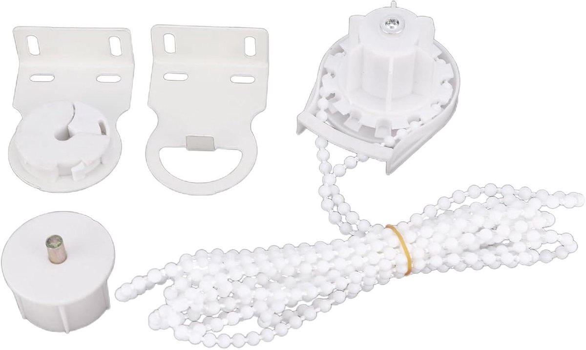 Zeynomax - Rolgordijnfittingen 35 mm reparatieset met kralenketting voor gordijnroeden (wit)