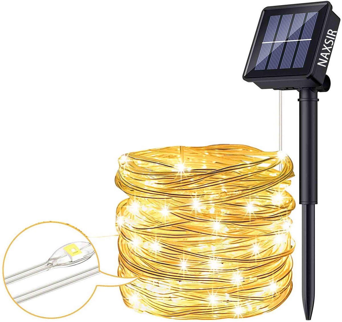 Solar lichtketting met 100 lampjes, waterdicht, ideaal voor tuin, feesten, kerstdiner.