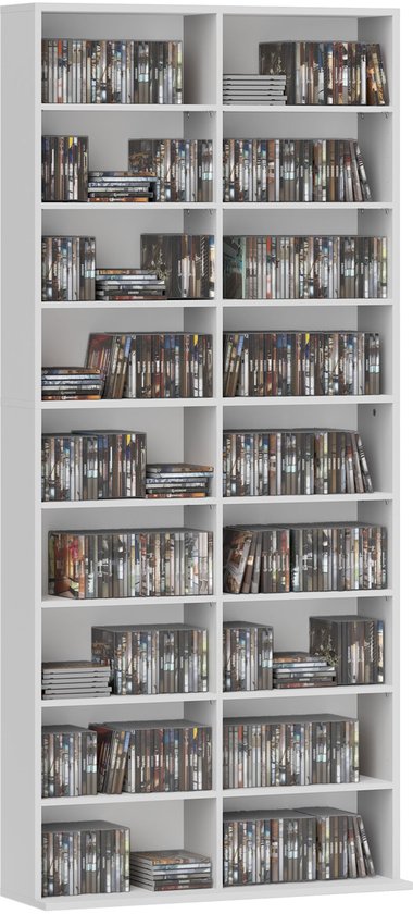 HOMCOM-CD- Regal-Spanplatte-78,5L x 24W x 175H cm-Blanc