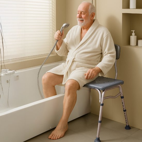 Transferbank - Gemakkelijk en veilig in & uit bad stappen - 180 kg draaggewicht - Grijs - Ergonomisch