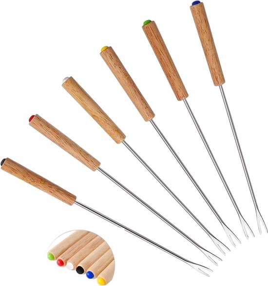 Fonduevorken - Bamboe - 6 stuks
