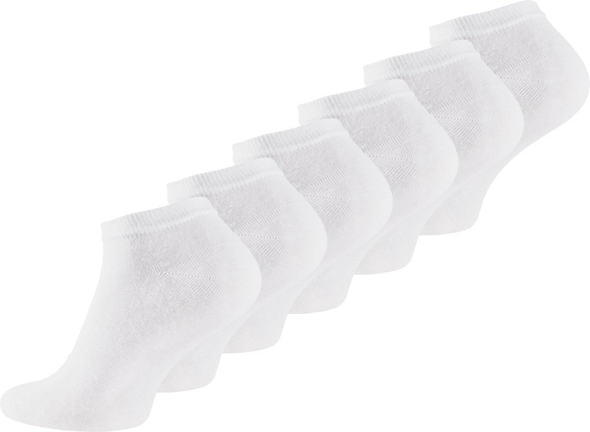 BAMBOE Enkelsokken Heren, Sneakersokken, Unisex, 6 paar - Wit 35/40