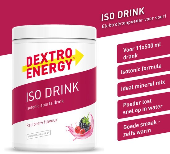 Dextro Energy Iso Drink Bosvruchten - 440 gram (11x500ml) - Isotone Sportdrank Poeder - Isotonic Sportdrank - Elektrolyten — afbeelding 3