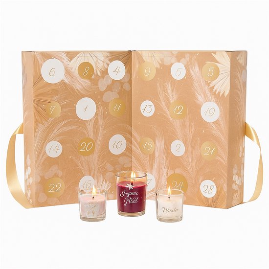 Kerstmis Adventskalender - 34 x 25 x 14 cm - Feestdagen Kalender - Kerst Adventkalender - Kerstcadeau - Kerst - Verrassingspakket - Cadeau - Geschenkset - Adventskalenders - Beige
