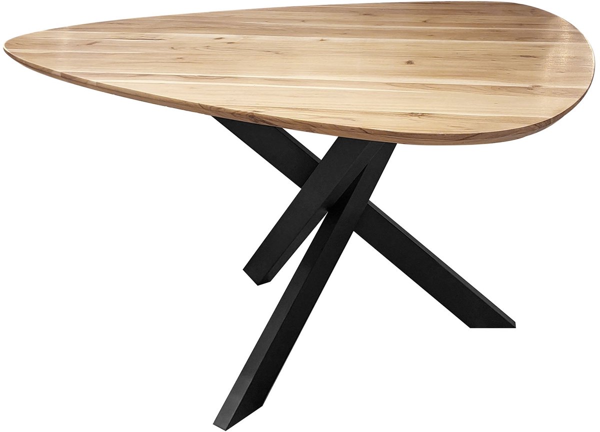 Industrieel In Huis Moderne Eettafel Driehoek- Salontafel Industrieel (135x135x76cm) - Salontafel Ovaal - Salon Tafel - Koffie Tafel - Woonkamer Tafel - Bijzettafel Hout voor Woonkamer Bruin/Zwart