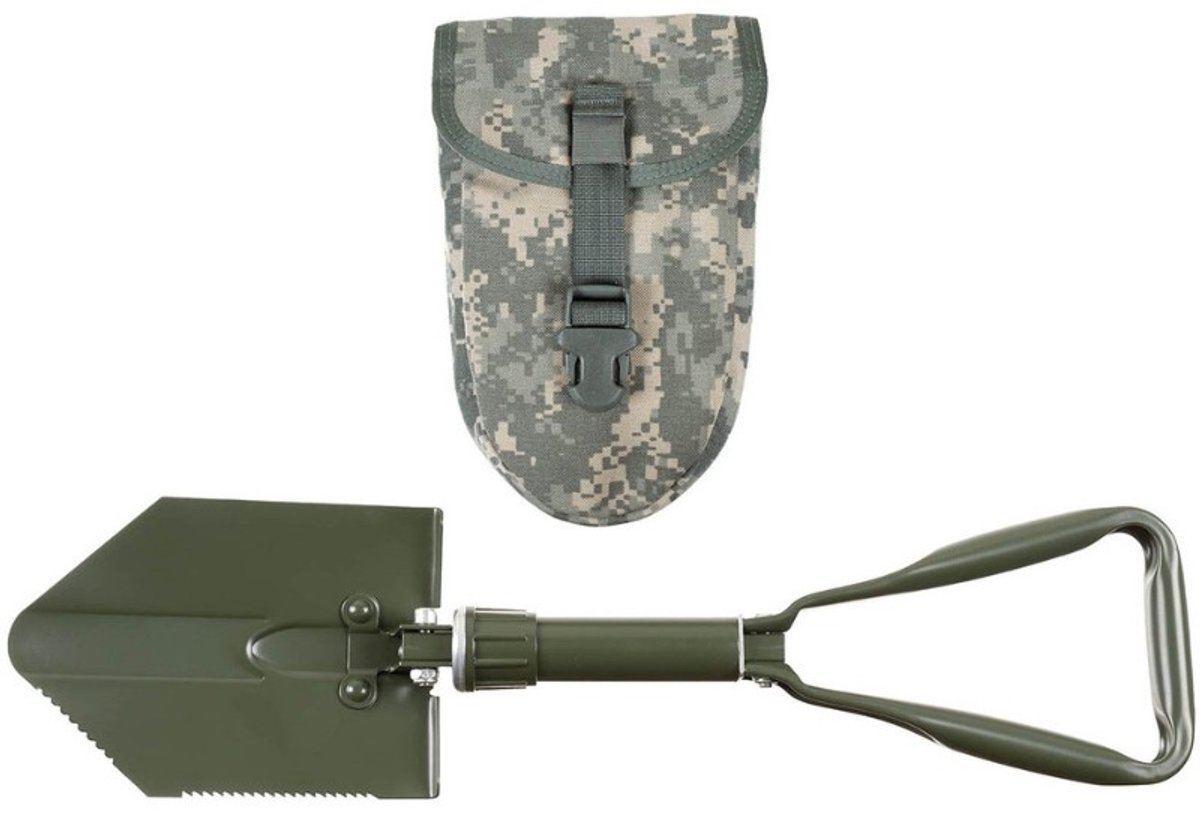 US Pioniersschep / veldschep 3-delig groot met Molle tas, ACU AT-digital