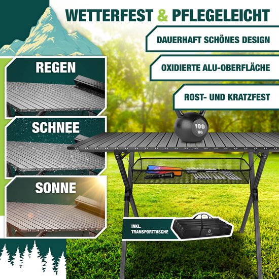 KESSER® Campingtafel inklapbare Tafel - Vouwtafel voor Buiten en Camping 145 x 70 cm Tuintafel Weerbestendig Klaptafel van KESSER — afbeelding 5