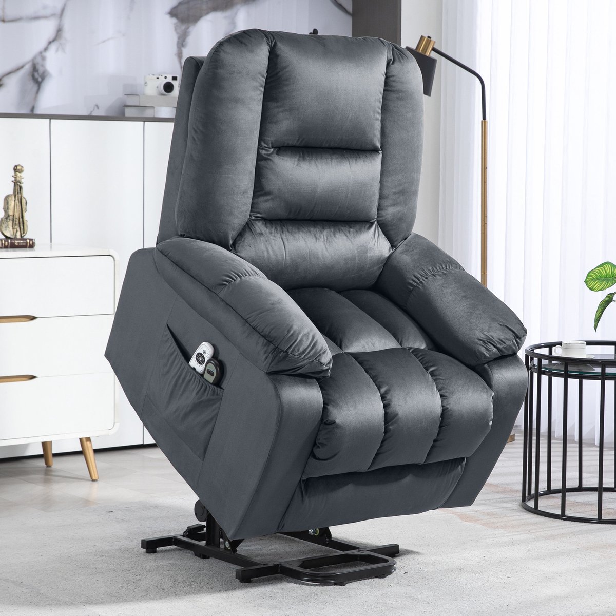 Afbeelding 2 van HOMCOM Relaxfauteuil met Elektrische Verhoger Grijs
