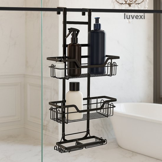 EGoods - Douche Caddy Planken Organisatoren In Wit - Geen Boren Badkamerrekken Roestvrije Douche Opbergplanken Voor Shampoo Zeep Scheermesjes Handdoeken En Accessoires Set Van 2
