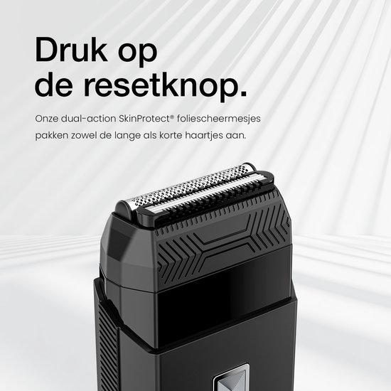 Zwart BALZAC elektrisch scheerapparaat met gedetailleerde folie-elementen.