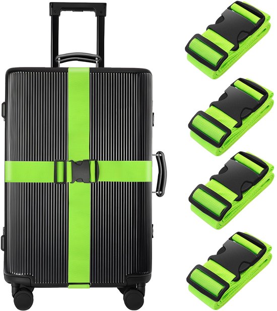 Xummi 4 stuks kofferriemen, 4 stuks kofferlabels en 2 stuks riemen voor extra bagage, kofferbandriem, verstelbare kofferbanden, opvallende bagageriem Xummi 4 stuks kofferriemen, 4 stuks kofferlabels en 2 stuks riemen voor extra bagage, kofferbandriem, verstelbare kofferbanden, opvallende bagageriem