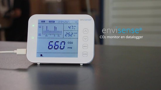 CO2-meter, met datalogger, alarm, USB, voor hygiënische binnenlucht, bewaakt de CO2-concentratie, geschikt voor woning, school, kantoor