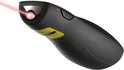 Zwarte Logitech R400 presenter met rode laserstraal en aan/uit-schakelaar.