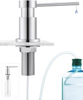 SOFETIY MAX Zeepdispenser met 304 Roestvrijstalen Moeren (zonder plastic), 300 ml fles en 1.25 m Verlengbuis van Silicone, Chroom