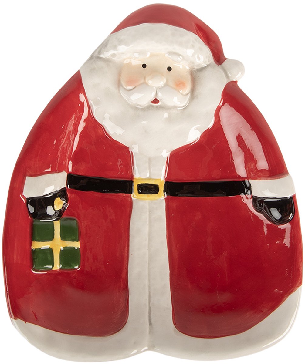 Clayre & Eef Ontbijtbord Kerstman 20x16x4 cm Rood Keramiek