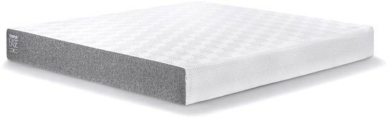 Grijze en witte TEMPUR EASE matras op witte achtergrond.