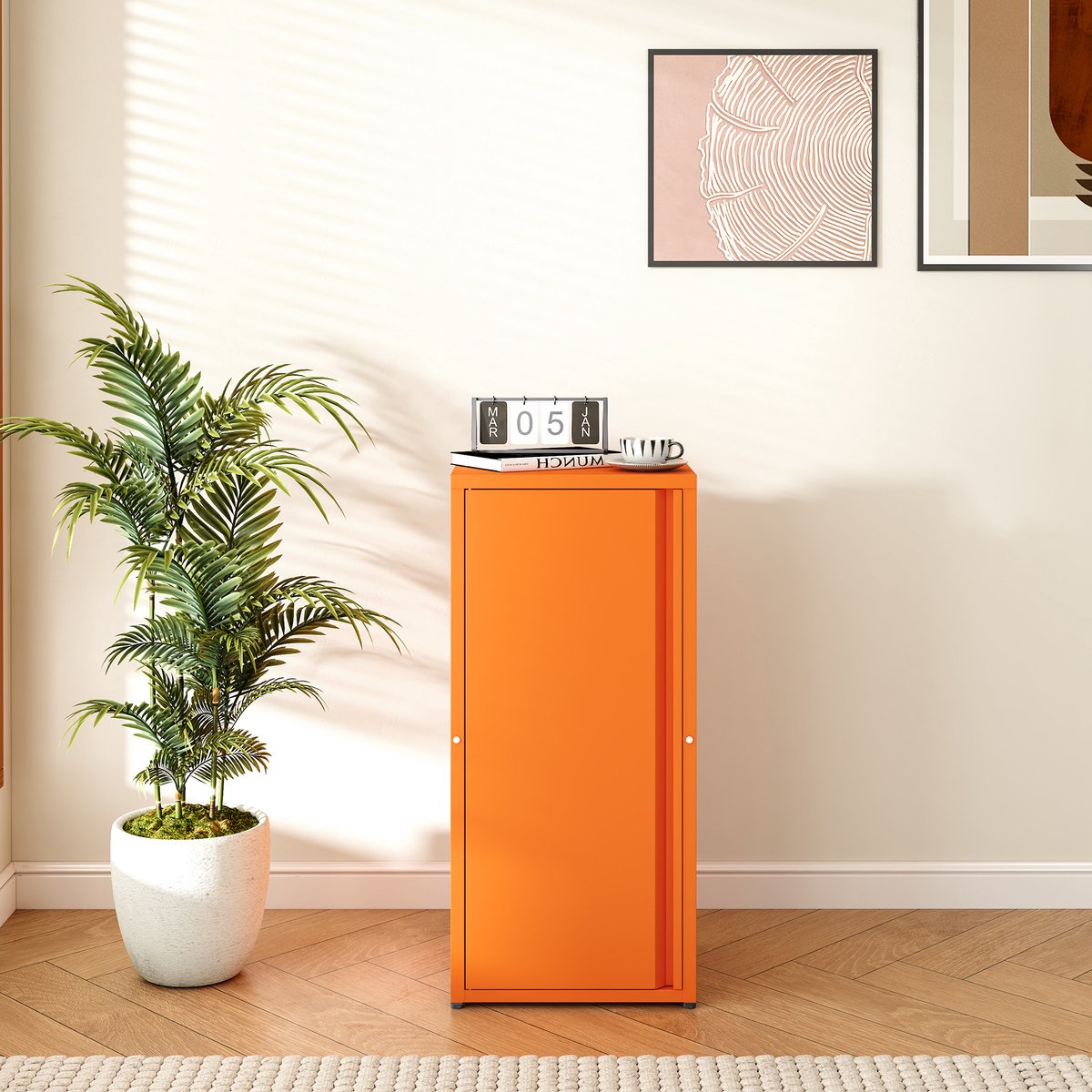 Metalen kast Burlöv 88x40x35 cm oranje [en.casa]