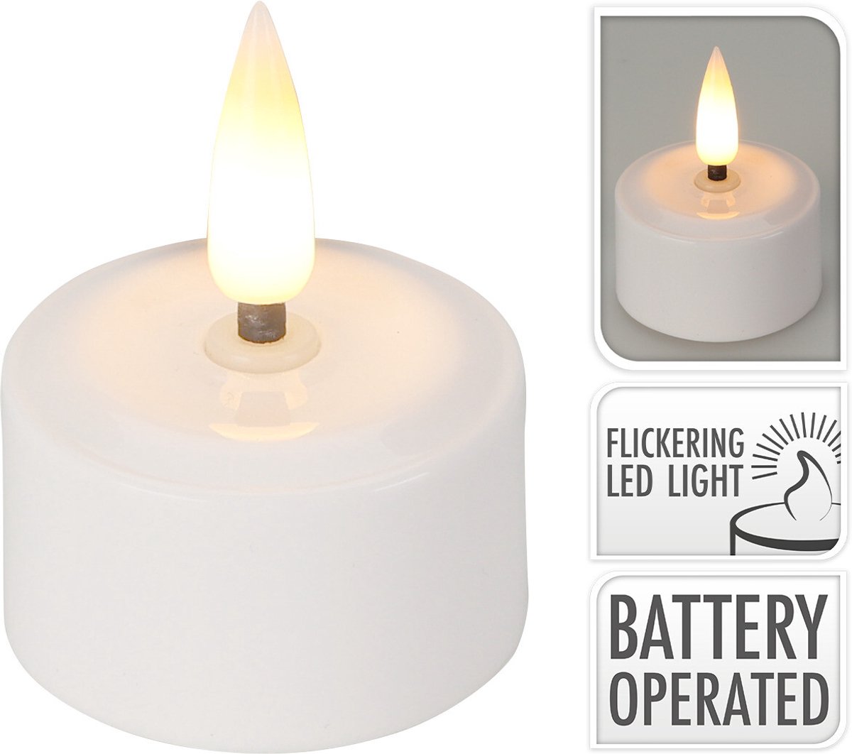 Bol.com Theelichtjes LED Box 4 stuks Oplaadbaar - Ø4cm *Uitbreidingsset ZONDER oplader* aanbieding