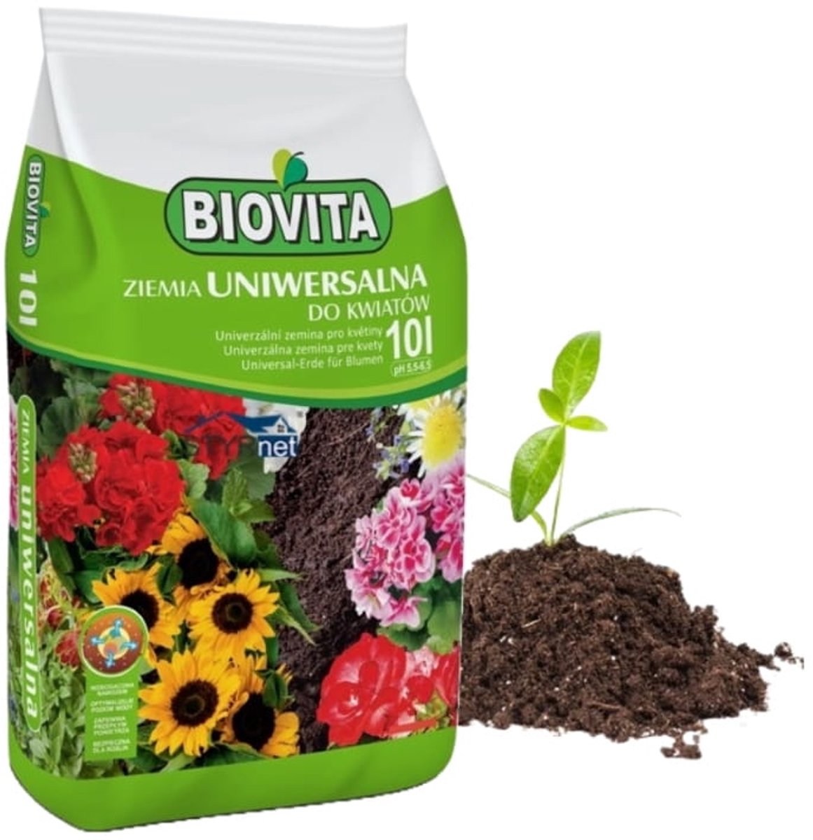 Biovita - Universele Grond - 10L - 5,5-6,5 pH - Voor Binnen en Buiten