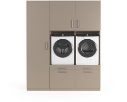 Wasophoogte® Wasmachine Kast Stockholm - Wasmachine verhoger - Wasmachine ombouw - 700(D)*1930(B)*2350(H) mm - Taupe