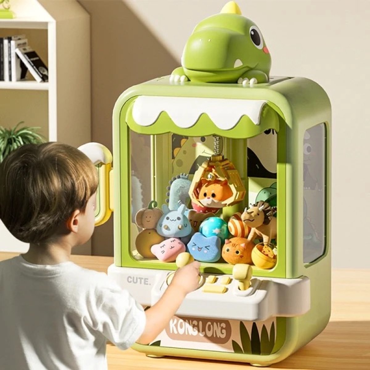 Dinosaurus grijp automaat -Dino arcade game inclusief 10 willekeurige dieren - en 10 willekeurige dinosaurus eieren - dinosaurussen vending machine- dinosaurus speelgoed grijp automaat