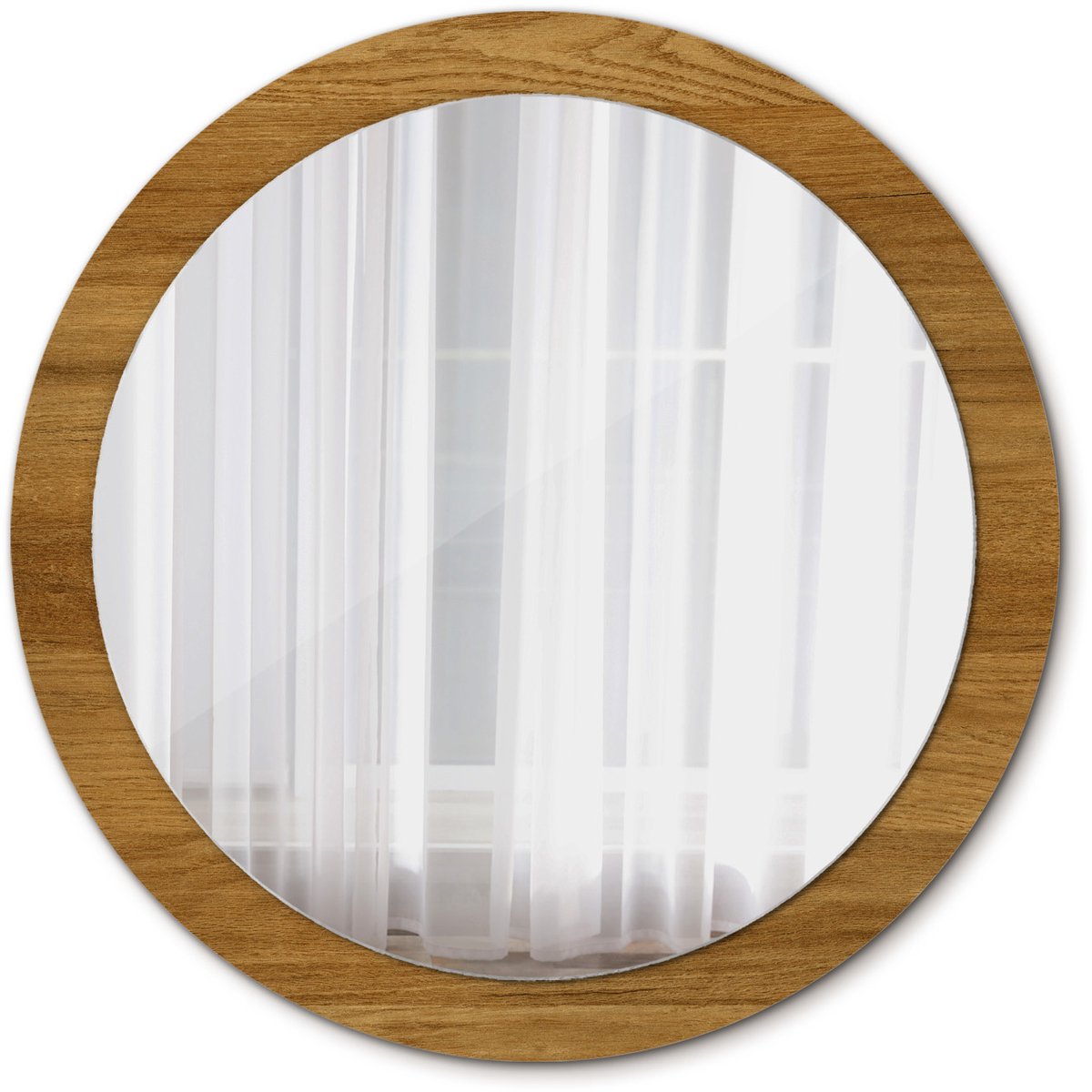 Tulup Spiegel - Ronde Spiegel - Spiegel op gehard Glas - Rustiek eiken - Diameter: 90 cm - Design Spiegel - Badkamerspiegel - Gangspiegel - Logeerkamer - Bruine - Luxe Spiegel - Decoratieve wandspiegel - Ronde vorm