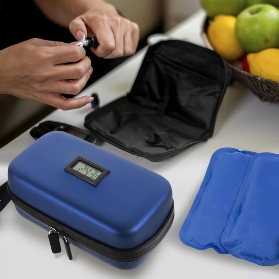 Isotherme Medicatie Pouch Insuline Geïsoleerd Pouch - Draagbare Medische Koeltas - Insuline Koeltas - met 2 Ice Packs - Insuline Etui - voor Ice Bag voor insulinepennen met temperatuurweergave
