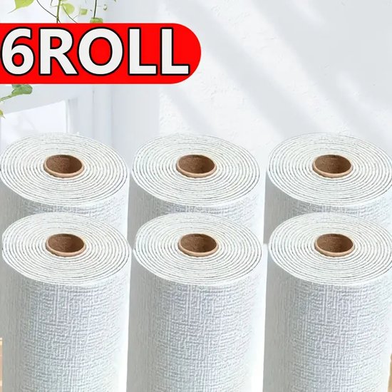 6 rouleaux de Papier peint isolant - Papier peint autocollant - Home & Marker - Papier peint autocollant épais - 50 x 280 cm - Pour salon et chambre - Papier peint vinyle - Imperméable - blanc