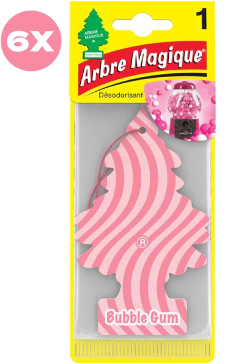 6 stuks Bubble Gum Arbre Magique Geurboom Luchtverfrisser voor in de auto – Car Parfum – Geurboompje – Geurbooster – Wonderboom – Geurverfrisser – Nieuwe Auto – Autogeur – Autoparfum – Geurblad - Zomer Fris