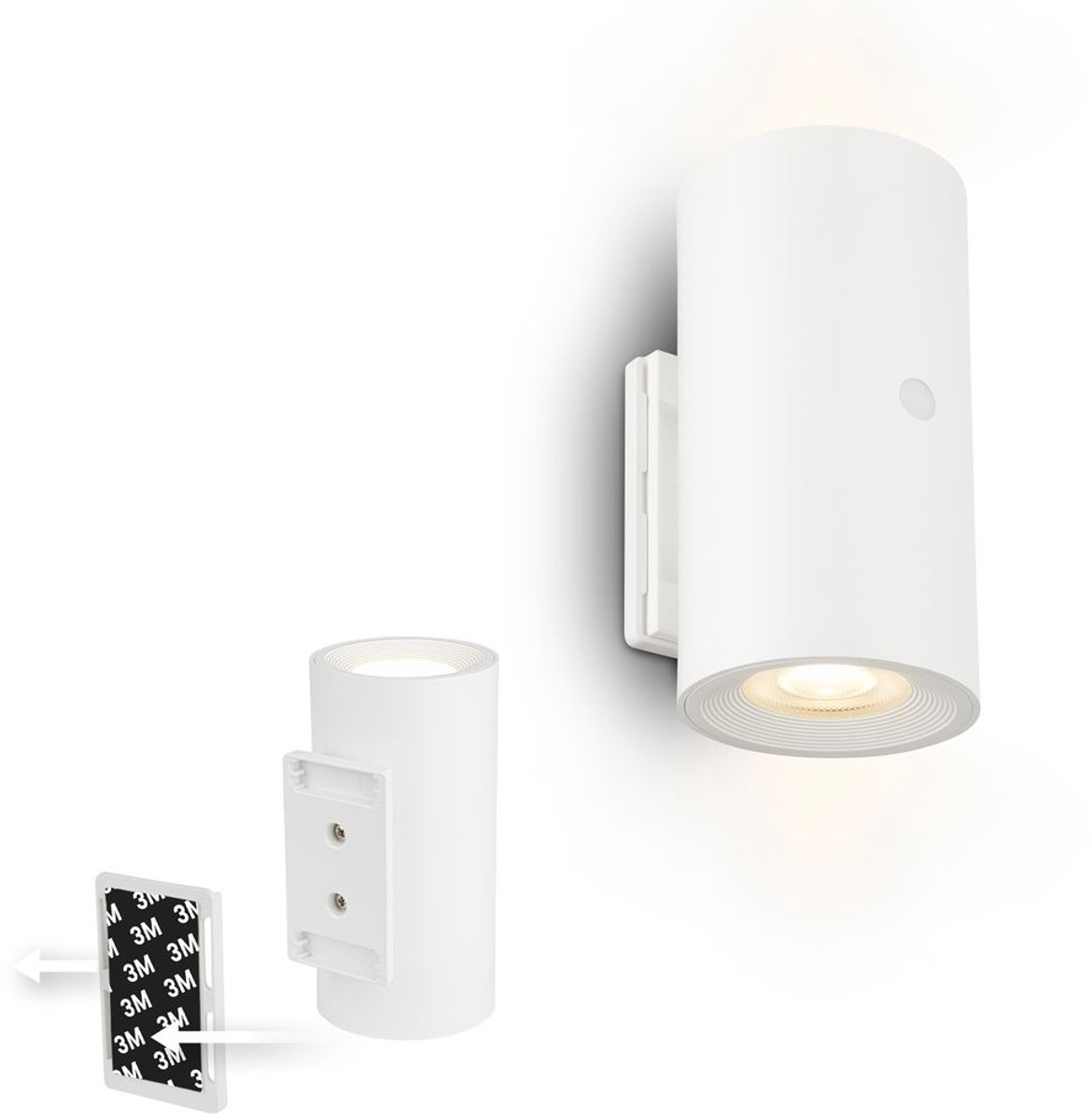 BRILONER Sticklights Led-wandlamp, zonder stroomaansluiting en zonder boren, met accu, touch, dimbaar, warm wit licht, wandlamp om te lijmen, leeslamp, woonkamerlamp, hallamp, 6,1 x 12 cm, wit