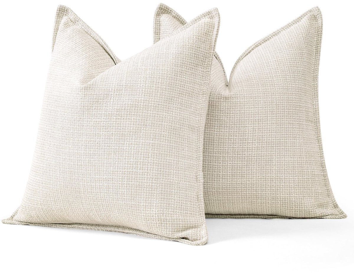 Ibenzoa Kussenslopen Set van 2 voor Stijlvolle Woonkamers en Slaapkamers, Linnen, 40 x 40 cm, Beige