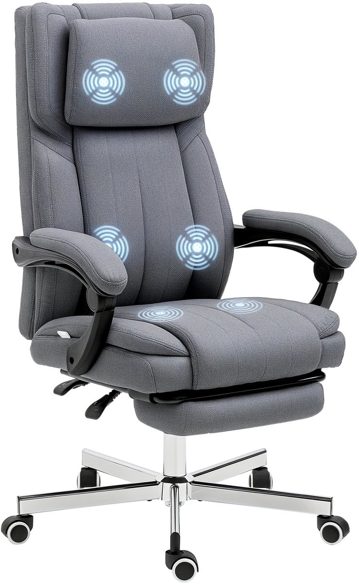 Vinsetto-Massage-Bürostuhl-Polyester, Stahl-65L x 61B x 105-113H cm-Grau