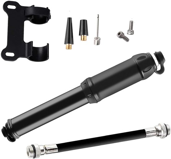 Draagbare Fietspomp - Mini Pomp Fiets - Banden Oppompen - Geïntegreerd Druksysteem - 150 g - Zwart