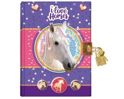Totum paarden geheim dagboek met slot vriendenboek diamond paint | I love horses secret diary | speelgoed meisjes vanaf 5 jaar knutselset cadeautip