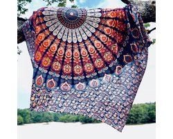 XXXL Strandkleed - groot strandlaken - zomer personeel cadeau - 240 x 210 - Extra groot strandlaken - tweepersoons strandkleed - Duurzaam katoen - Donkerblauw/Petrol/ blauw/rood