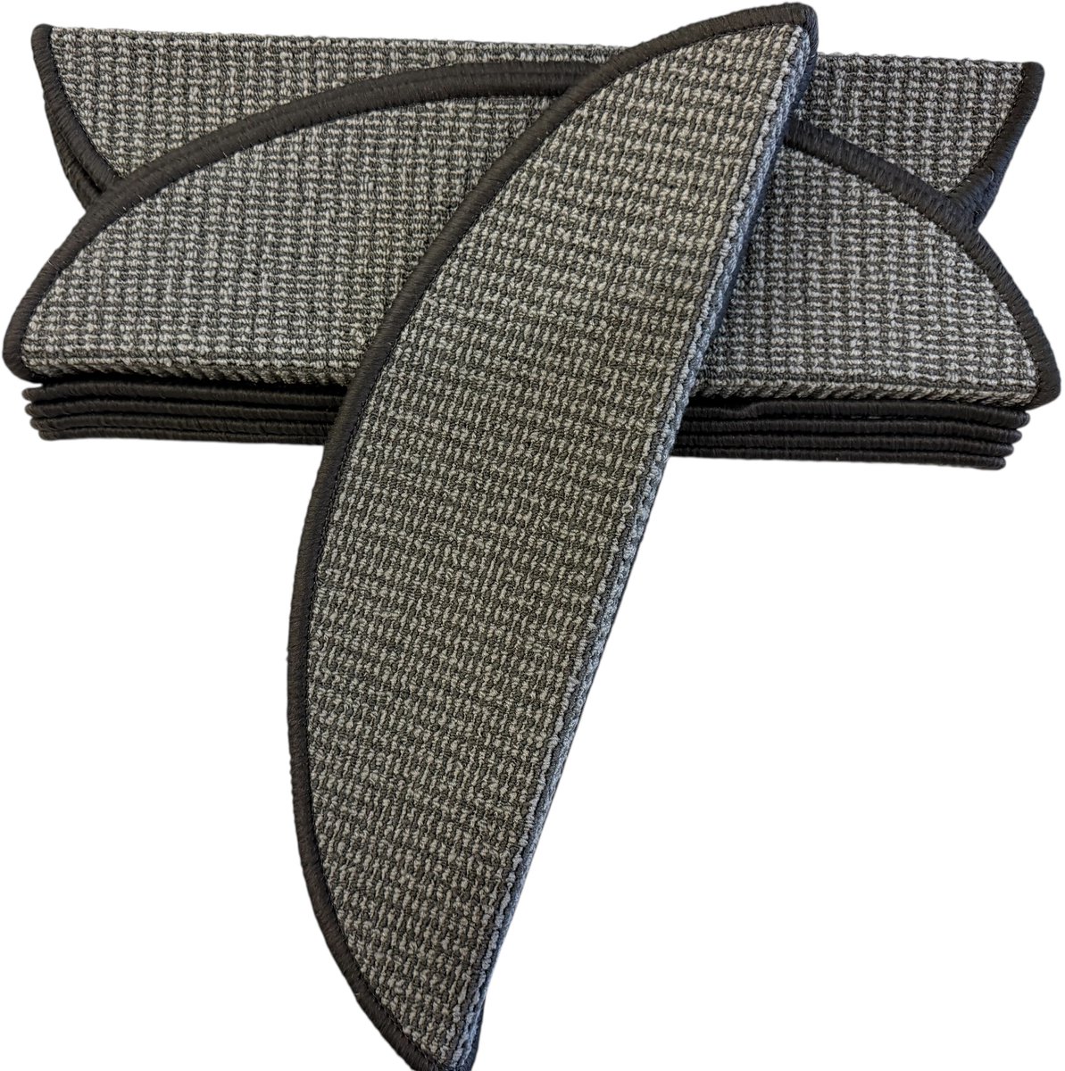 Trapmatten Set - Muisgrijs - 15 Stuks - 56x17x3cm - Zelfklevende Halve Maantjes voor Trap