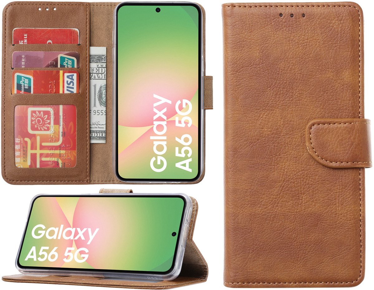 Hoesje geschikt voor Samsung Galaxy A56 hoesje - Arara bookcase - Bruin