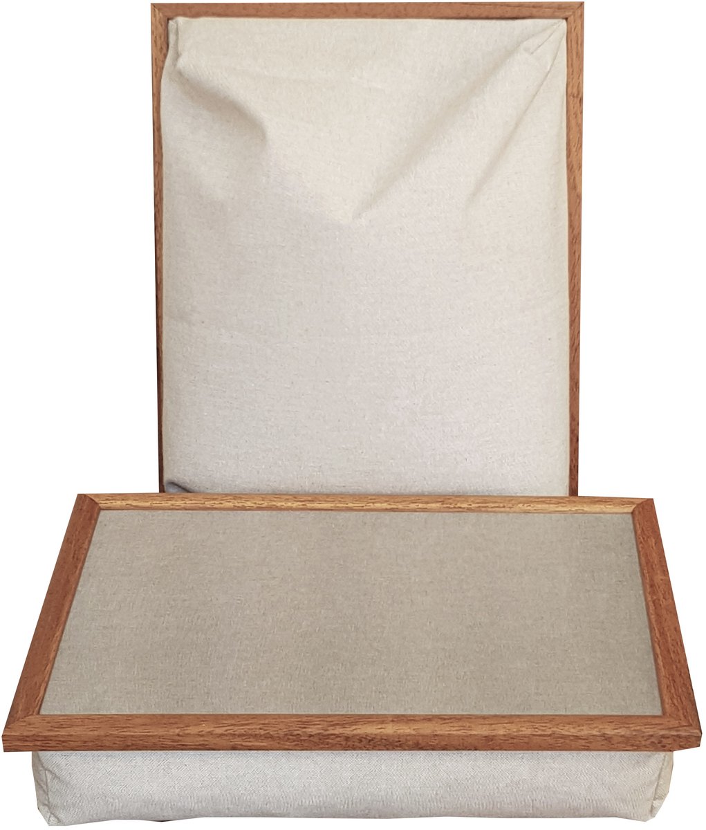 Andrews - Laptray - Schoottafel - Schootkussen - Laptoptafel - Dienblad met kussen - Effen Ecru - 40,5x30,5x9 cm