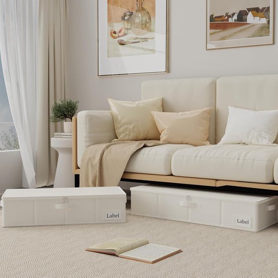 Yawinhe Opvouwbare Opbergmand voor Onder Het Bed met Deksel, Opbergtas