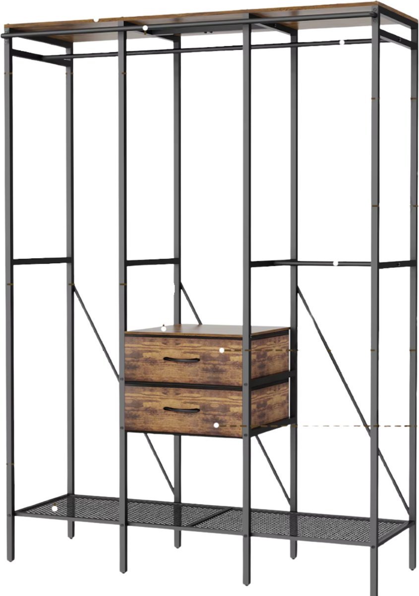 Kledingkast Elegance XXL - Met gordijn - Kledingrek - Goud - Met kledingroede voor hal, slaapkamer of woonkamer