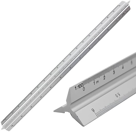 Architecturale schaalliniaal - Driehoekig - Metrisch - 12 inch - Aluminium