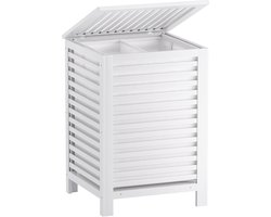 Dubbele Wasmand met Deksel - Bamboe Kledingverdeler - 120L Wit