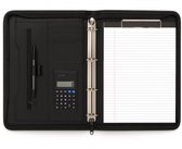Schrijfmap Maverick All Black A4 met rits inclusief schrijfblok leer