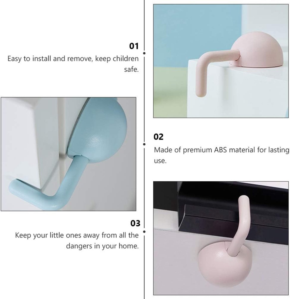 Kinderslot Kastjes - 3 Stuks - Zelfklevende Kinderslot - Kinderslot Kastjes - Kinderbeveiliging Voor Kasten En Lades - Kastslot - Baby Veiligheid - Lade Beveiliging Kind - Ladeslot - Kan Gebruikt Worden Op Deuren, Kasten, Ramen – foto 7