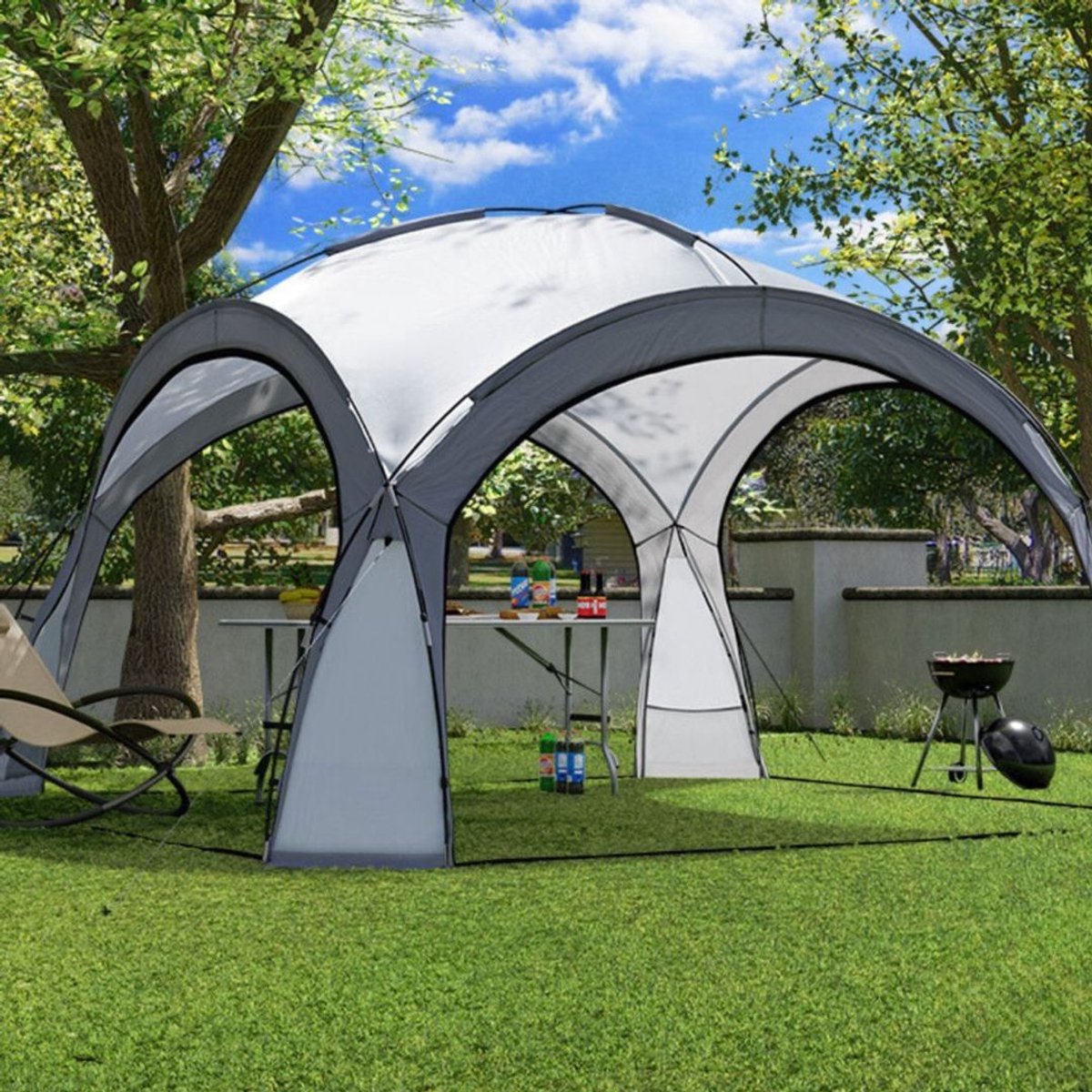 Yolo-deals - Partytent met LED verlichting - Solar - 460cm - UV bestendig - Incl opbergtas - Antraciet