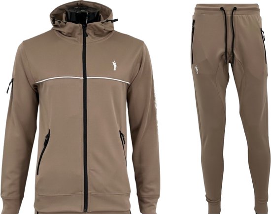 Hitman - Trainingspak Heren - Joggingpak Heren - Sportkleding Heren - Cadeau voor Man - Beige - Maat XXL